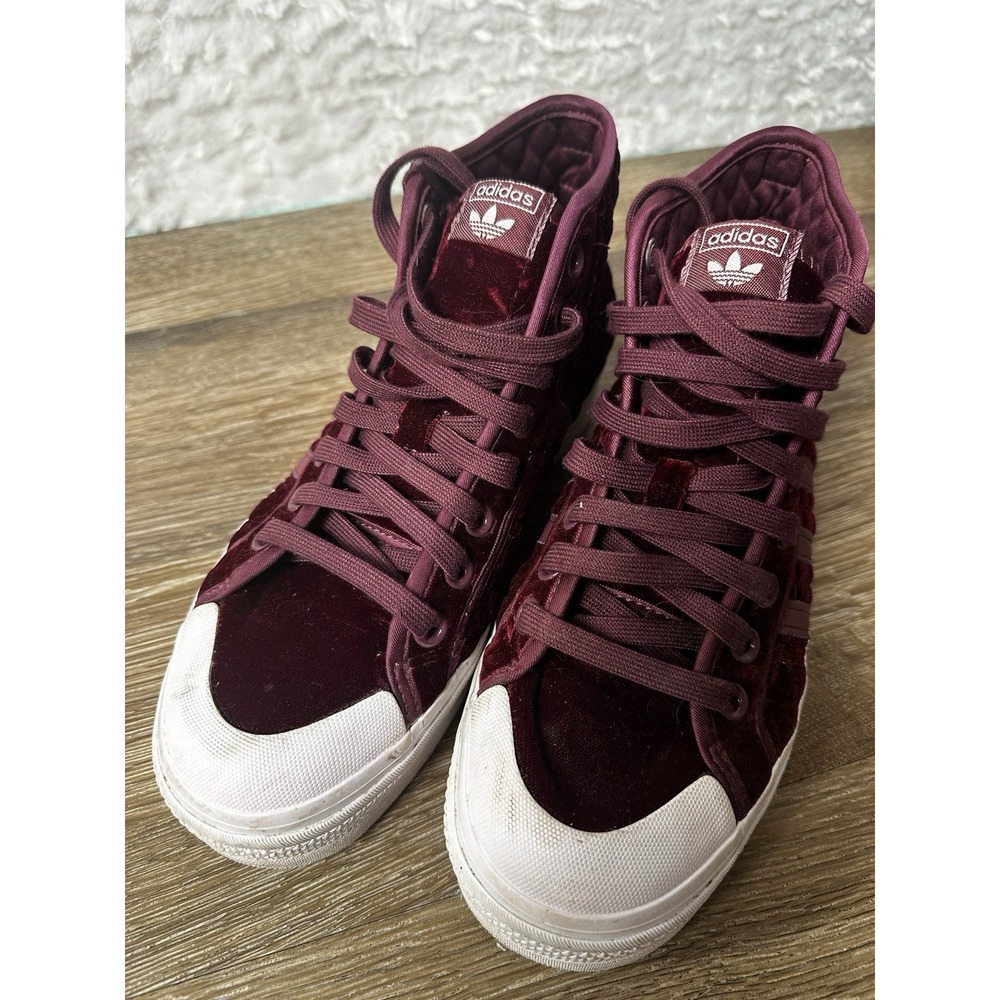 Adidas Originals Nizza Crimson Velour Mid Platform Shoes Alternate Streetwear